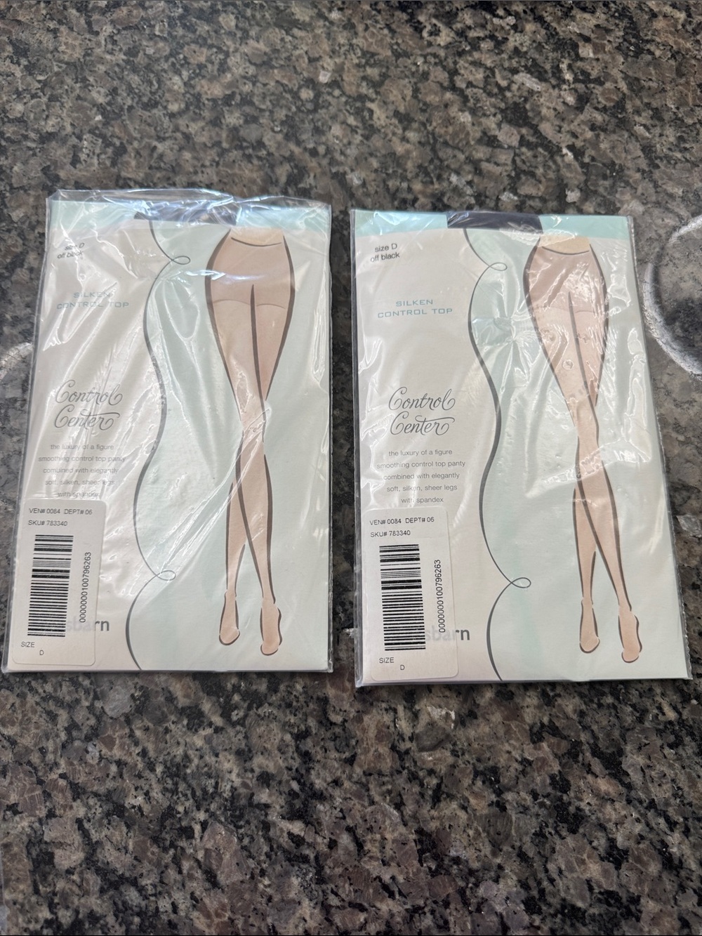 dressbarn Off Black Silken Control Top Pantyhose 2 pair size D